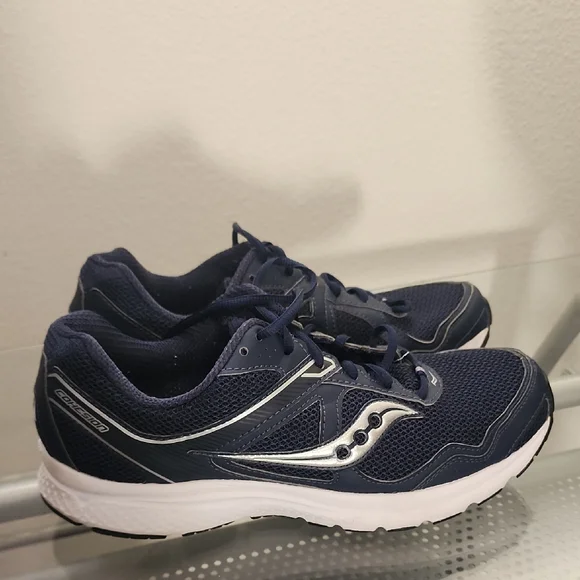 Saucony COHESION 10 Dark Blue and Silver Athletic Sneakers - Picture 2 of 9
